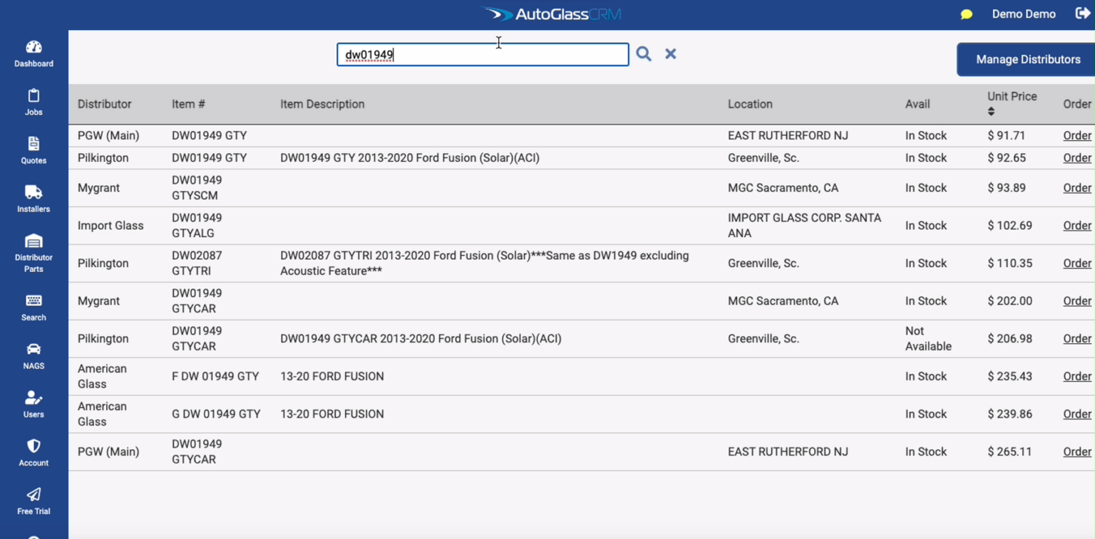 Pricing AutoGlassCRM